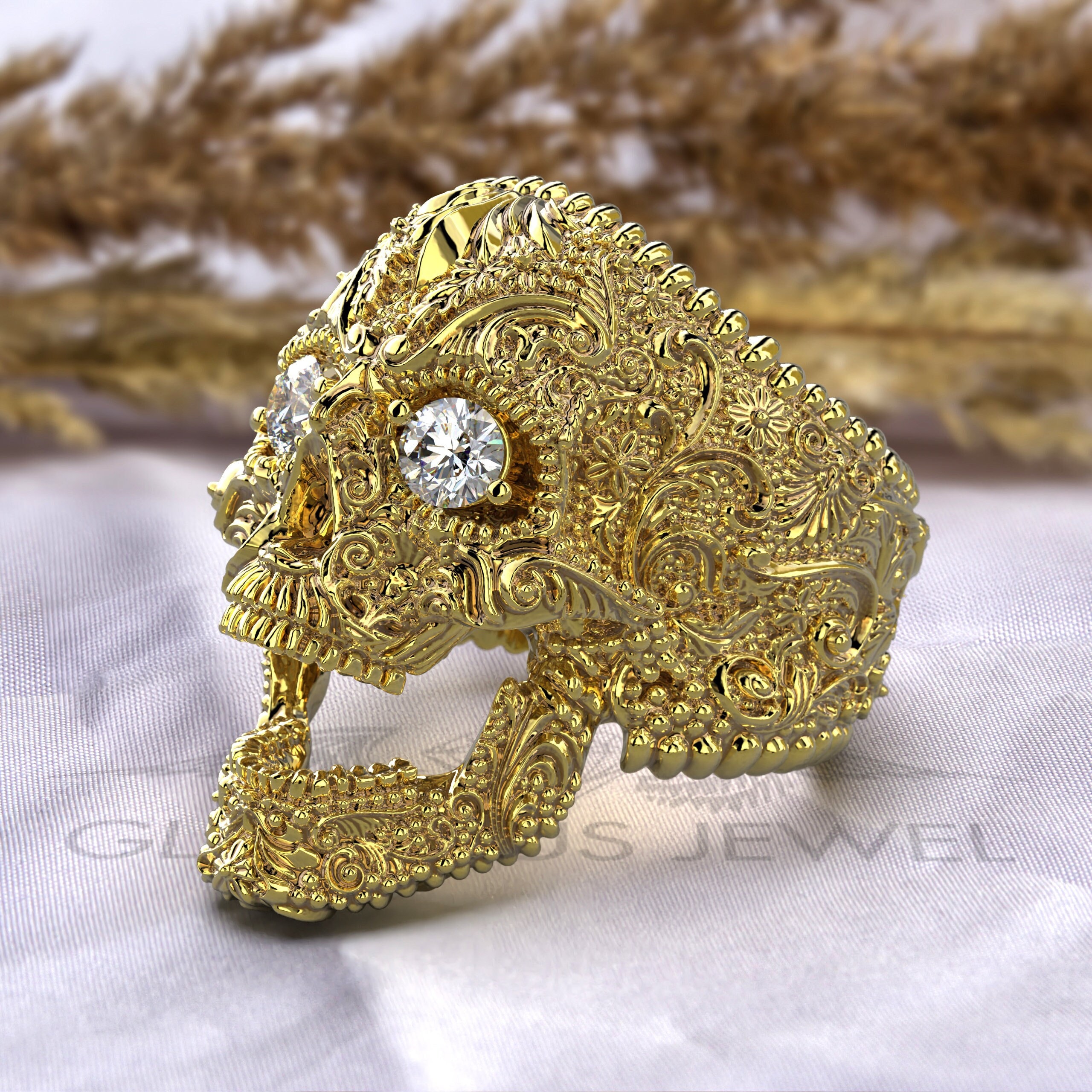 Gold skull rings store for men