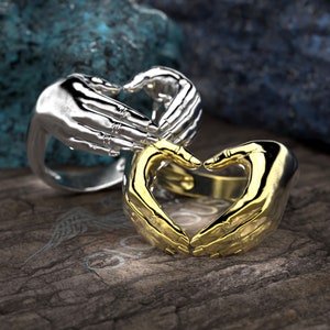Claddagh hand ring, Heart Hand ring, Love hand ring, Lover hand ring, Heart shape hand, Gold Hand ring, Silver Hand ring, Gift for her, OOAK