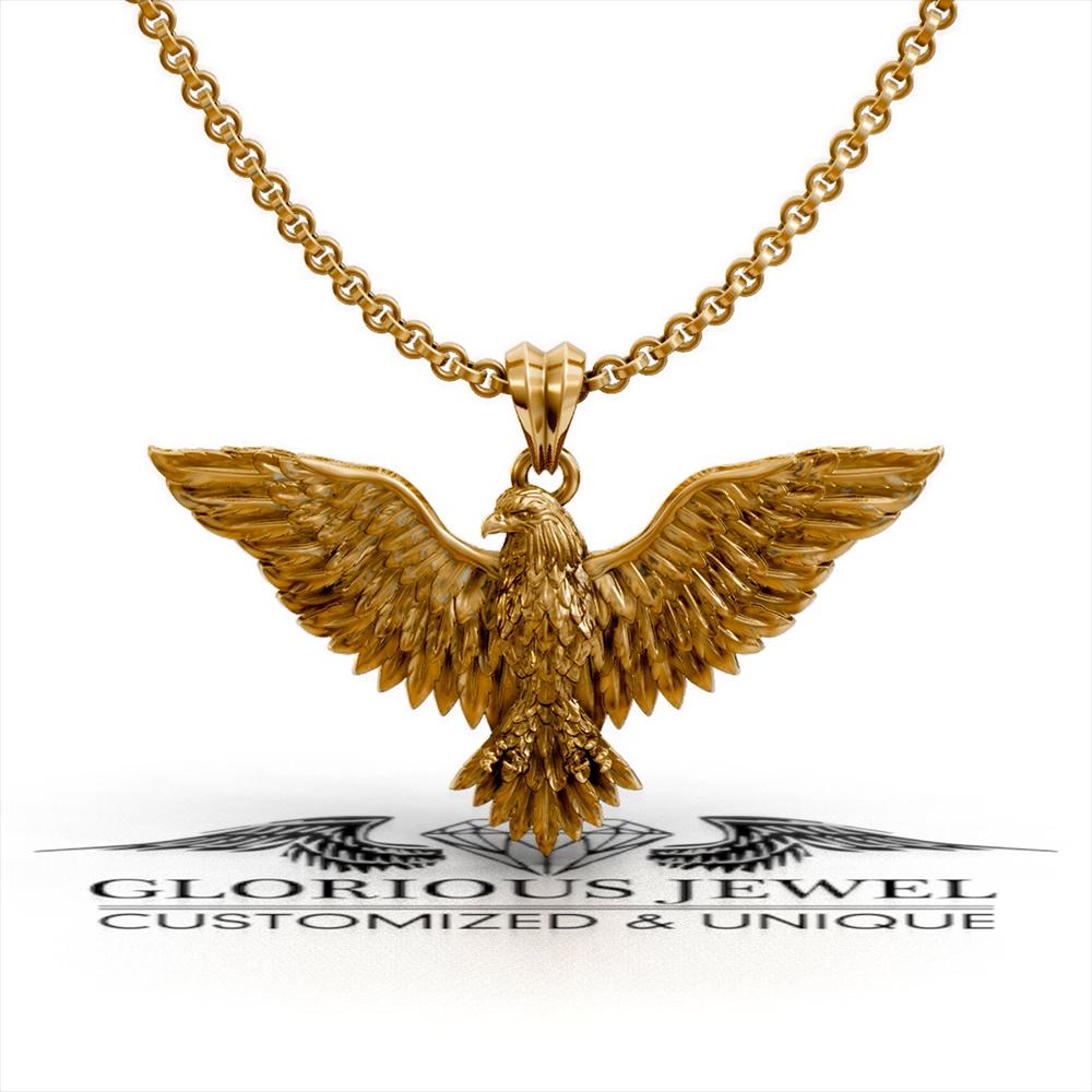 Buy Handcrafted Eagle Pendant: Gold & Silver Warrior Necklace