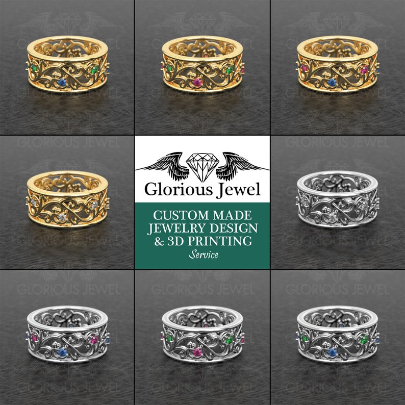 Flower Wedding Ring Flower Wedding Band Floral Wedding Ring Etsy