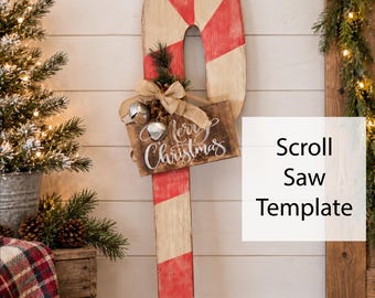Candy Cane Porch Leaner Scroll Saw Template
