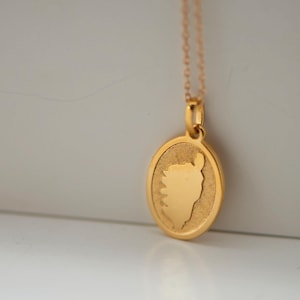 Corsica Pendant in 18k Gold Plated, Silhouette of Corsica,  Handmade. Mediterranean soul necklace. Corse Jewellery. Gift chain included.
