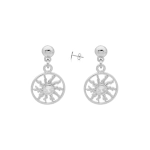 Eguzkilore Silver Earrings whith white zirconia, handmade.  Eguzki (sun) and lore (flower). Protective symbol of Basque culture.