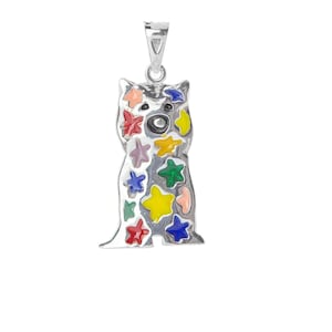Puppy Bilbao pendant in silver enamelled multicolor - Puppy Guggenheim Bilbao necklace - Gift chain included - Youth gift /BI-0532