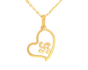 Collar Lauburu en corazon chapado Oro  -Collar de corazón con Lauburu -Regalo cumpleaños Madres y Jóvenes / 720831P