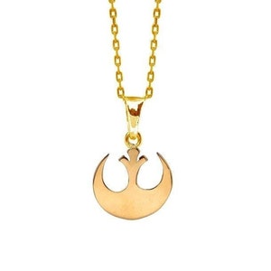 Star Wars Anhänger in 18k vergoldet, handgefertigt. Kette als Geschenk mitgeliefert. Rebellenallianz Symbol Halskette. Star Wars Rebel Schmuck.