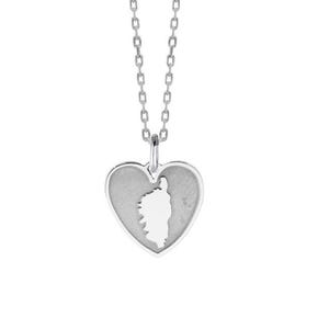 Corsica Island Heart Pendant – 925 Sterling Silver, Handmade Silhouette Necklace, Mediterranean Soul. Corse island jewellery.