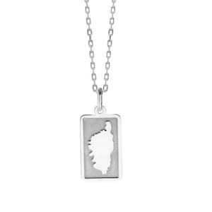 Corsica Island Pendant – 925 Sterling Silver Necklace, Handmade Corse Silhouette, Mediterranean Jewelry, Chain Included. Corse Jewellery.
