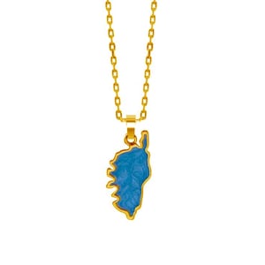 18k Gold Plated Corsica Island Map pendant with enamel, silhouette of Corsica, Corse island. Handmade Mediterranean necklace. Corse necklace