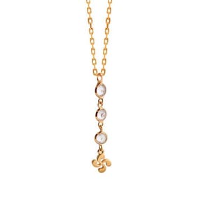 Lauburu Necklace in 18k Gold Plating with CZ – Basque Jewelry. Handmade, inspired by the Basque cross:Lauburu, a symbol of protection.