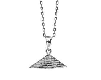 Egyptian Pyramide pendant in sterling silver, handmade. Great Pyramid of Giza. The pyramid shape pendant. Chain included as a gift.