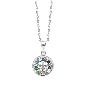 Fleur de Lis Pendant in 925 Silver and multicolored cubic zirconias, handmade. Fleur de Lys symbol of elegance and refinement Chain included