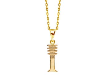 Djed Pillar Pendant, gold-plated 18k. Emblematic symbols of ancient Egypt. Chain included. Stability symbole. Hieroglyphic amulet.