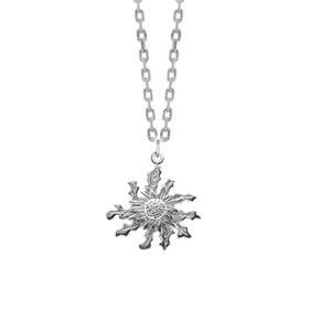 Colgante con Flor eguzkilore Plata, Collar Colgante Flor del Sol, Joyería Naturaleza, Joyería Vasca, Regalo Mujer, Incluye Cadena Regalo