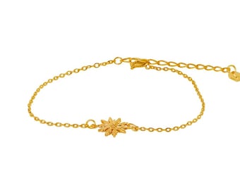 Eguzkilore Kedjearmband Baskisk Solblomma Förgylld 18K | Handgjorda Smycken, Symbol för Beskydd, Baskiska Smycken