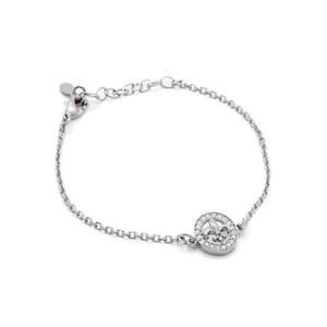 Bracelet Flor de Lys en argent et zircons, Bijoux Fleur de Lys, Bracelet Argent Massif, Symbole Fleur-De-Lys, Bijoux des Reines