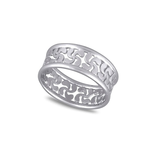 Anillo Lauburu Plata, Alianza Lauburu, Lauburu Silver Ring, Bague Croix Basque, Basque Cross Ring 041501