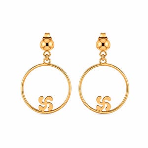 Lauburu Earrings, Basque Cross Gold Plated 18K Brass, Hook or Stud | Handmade Basque Jewelry, Protection Talisman, Made in Spain, Basque