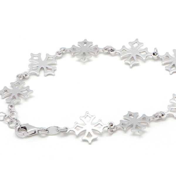 Bracelet Croix Occitane plate en argent - Croix de Venasque - Croix de Toulouse - Symbol Occitan Argent - Bracelet Croix Provence / 203401