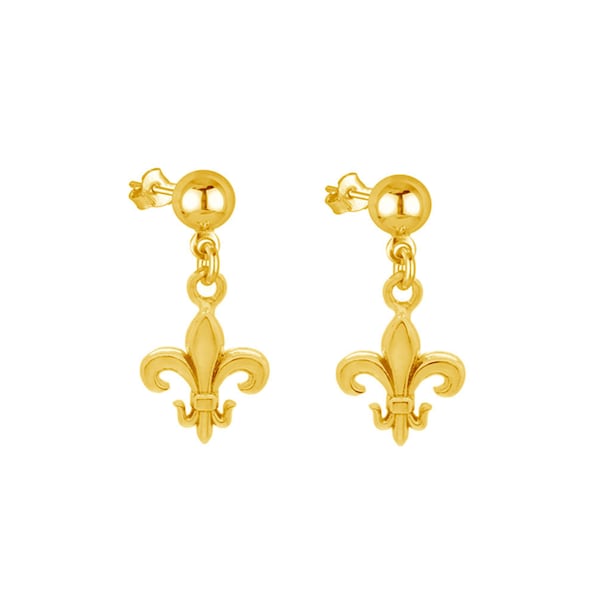 Boucles d'oreilles Fleur de Lys - Élégante Fleur de Lys - Boucles d'oreilles plaquées or - Bijoux de tous les jours, Bijoux pour femme et ados, symbole médiéval /FL0112P