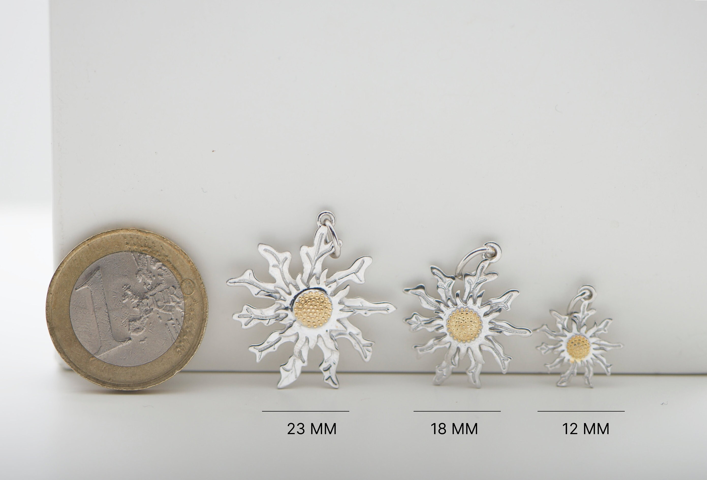 Basque Sun Eguzkilore Necklace Basque Sun Flower Sterling Silver 925 & 18k Gold ...