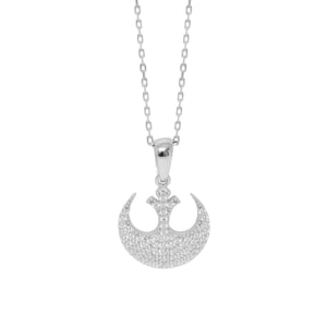 Star Wars Silber und Zirkon Anhänger, Symbol Halskette, Modernes Geschenk, Star Wars Rebel Schmuck, Silber Sterling Stelar Rebellion