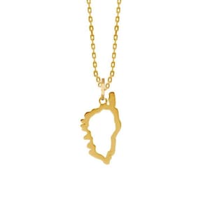 18k Gold Plated Corsica Island pendant, silhouette of Corsica, Corse island. Handmade. Mediterranean soul necklace. Different sizes.