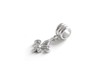 Silver Fleur de Lys charm pendant, Fits Pandora Bracelet, Perfect birthday gift, Elegant accessory for girlfriend, French Heraldic / FL-803®