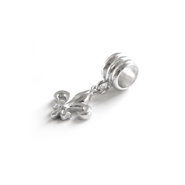 Silver Fleur de Lys charm pendant, Fits Pandora Bracelet, Perfect birthday gift, Elegant accessory for girlfriend, French Heraldic / FL-803®