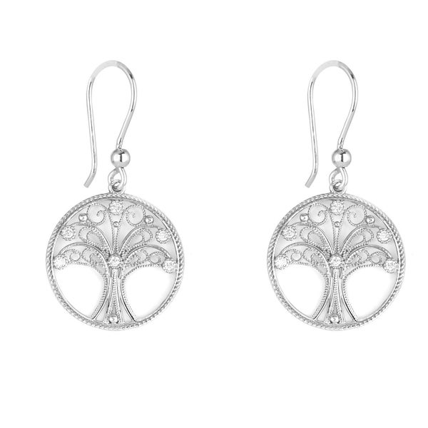 White - Kalinga Filigree Circular Shaped Sterling Silver Earrings