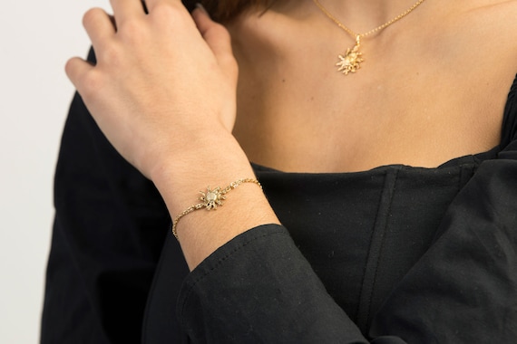 Bracciale Artigianale Con Amuleto Eguzkilore (fiore Basco) In Argento 925 E Placcato Oro 3 Micron 18k