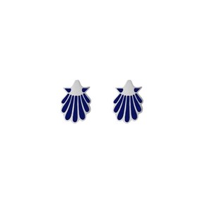 May include: A pair of silver earrings with a blue enamel seashell design.