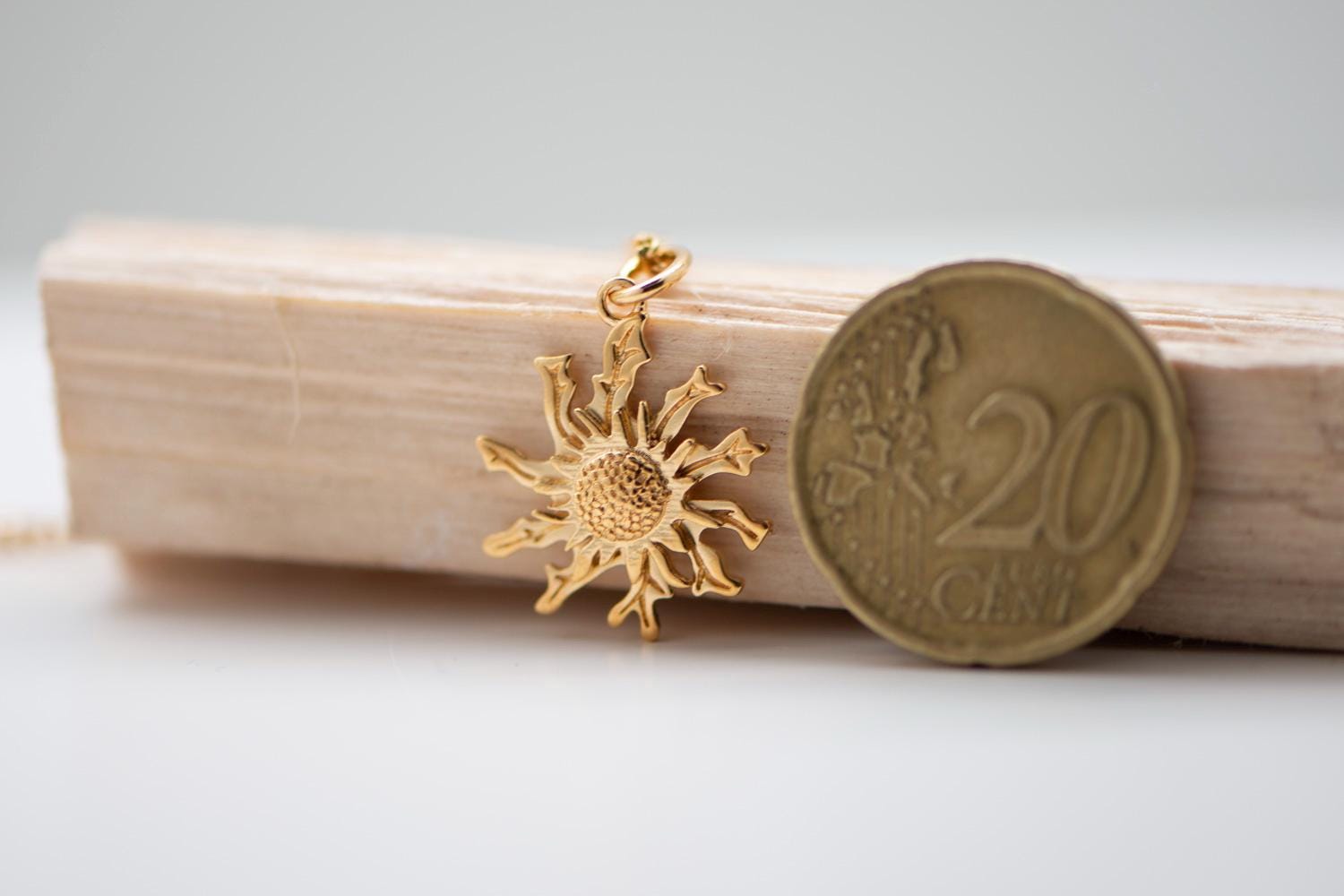 Basque Sun Eguzkilore Pendant 18k Gold Plated | Chain Included | Handcrafted ...