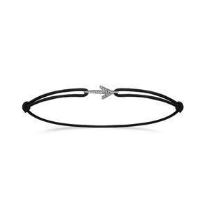 Armband Camino de Santiago Pijl gemaakt van zilver en zirkonia met koord, handgemaakt. Verschillende kleuren koorden.