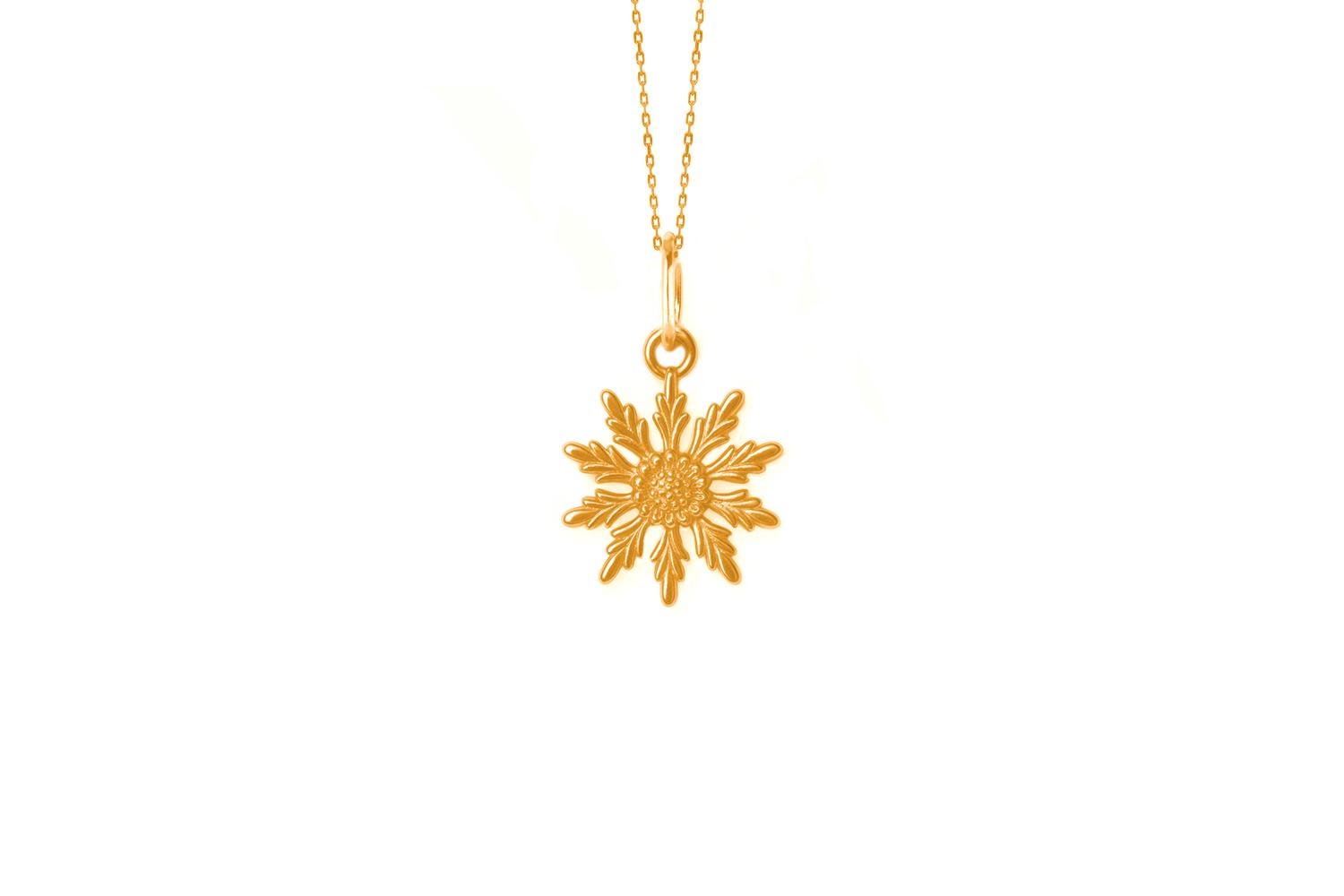 Eguzkilore Basque Sun Flower Pendant Necklace 18K Gold Plated