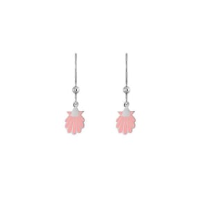 May include: A pair of silver dangle earrings with pink enamel seashell charms.