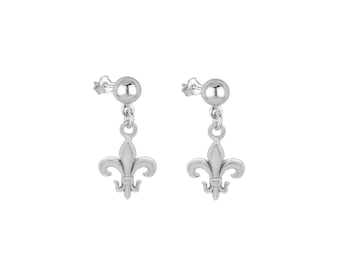 Fleur de Lys zilveren oorbellen, Fleur de Lys-sieraden, Fleur de Lis-juwelen, kleine steekoorbellen voor dames en tieners, Frans symbool /FL0111