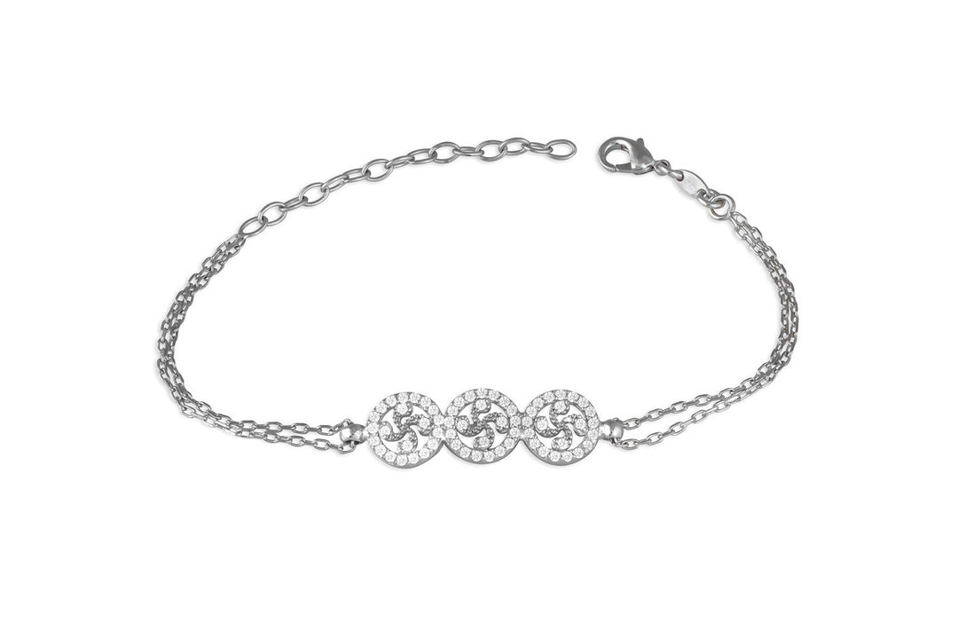 Silver Models Basque Basque Jewelry, Silver Lauburu Brecelet, Zirconium and Rhodium, First ...