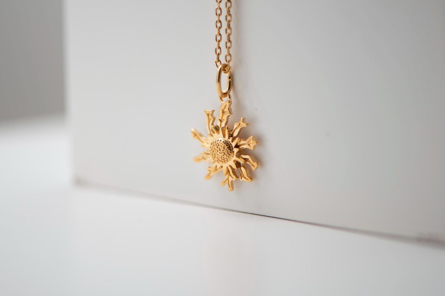 Eguzkilore Pendant 18k Gold Plated | Chain Included | Handcrafted