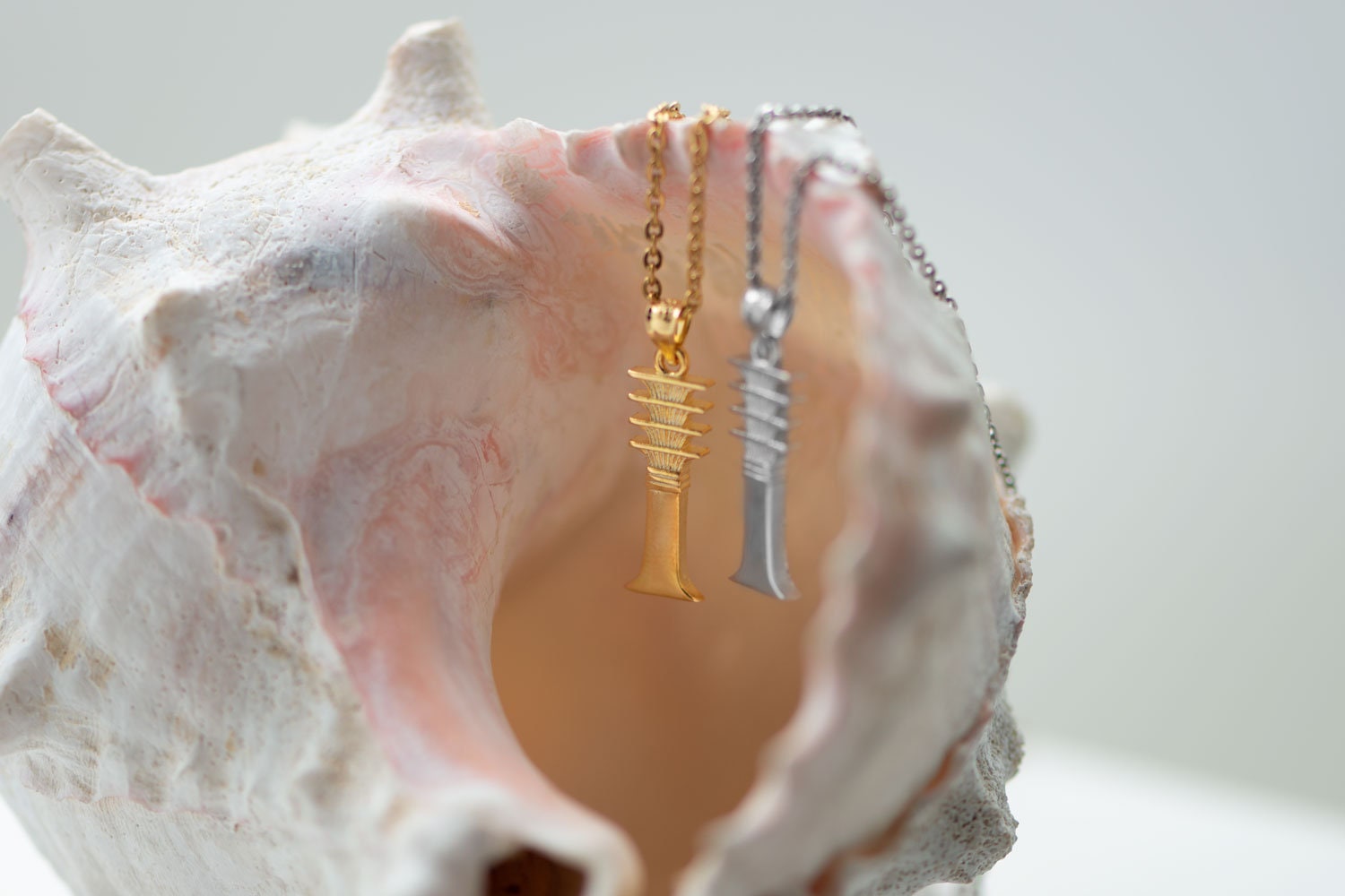 Pendentif Djed Doré Pilier Égyptien - Collier Avec Clé Maîtresse, Neuf Avec Étiquettes