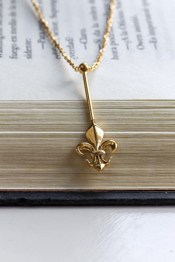 Fleur De Lys Necklace Gold Plated On Brass - Fleur De Lis Pendant Gold Fleur De Lys Necklace Gold Plated On Brass - Fleur De Lis Pendant Gold