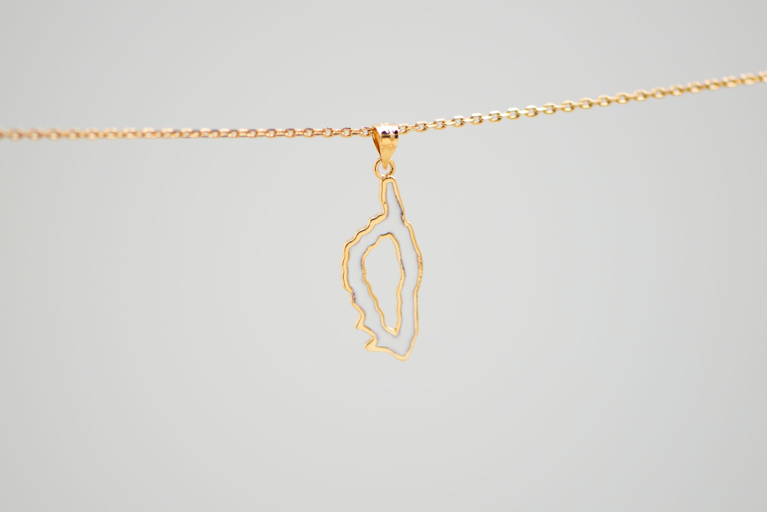 18k Gold Plated Corsica Island Map Pendant With Enamel