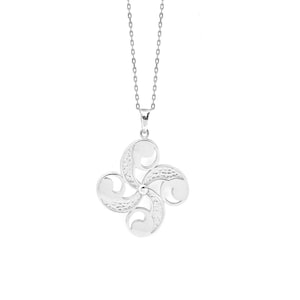 Silver Basque Lauburu pendant - Silver Basque Cross Necklace - Mothers Day Gift - Basque jewellery - Gift chain included.
