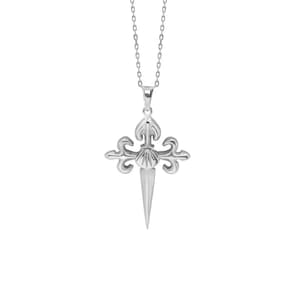 Colgante de cruz del Camino de Santiago. Cruz de plata 925. Joyería celta. Incluye cadena de regalo. Cruz jacobea.