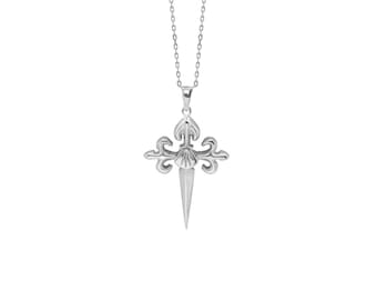 Camino de Santiago Cross Pendant. Silver 925 Cross. Celtic Jewellery. Gift Chain included. Jacobean Cross.
