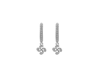 Orecchini In Argento 925 Con Simbolo Lauburu (croce Basca), Diametro 8 Mm, Rodiati. Gioiello Simbolico Di Prosperità E Protezione