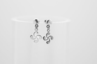 Orecchini In Argento 925 Con Simbolo Lauburu (croce Basca), Diametro 8 Mm, Rodiati. Gioiello Simbolico Di Prosperità E Protezione