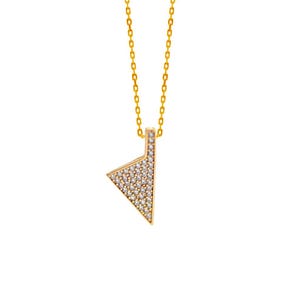 18K Gold Plated and Cubic Zirconia Corsica Island pendant, silhouette of Corsica, Corse island. Handmade. Mediterranean soul necklace.