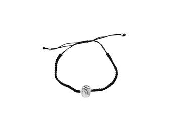 Sacred egyptian scarab sterling silver bracelet with macramé adjustable cord. Handmade. Emblematic symbols of Ancient Egypt. Amulette.
