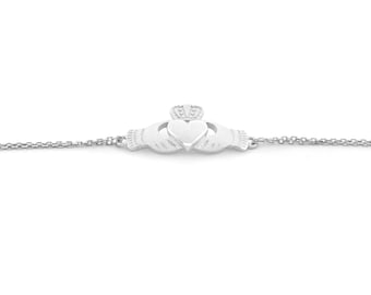 May include: A silver chain bracelet with a Celtic knot design featuring a heart in the center.